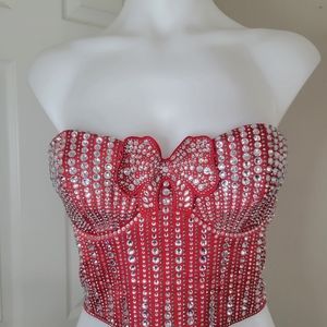 Victoria's Secret Very Sexy Rhinestone Sexy Red Corset NWT M Showstopper!!